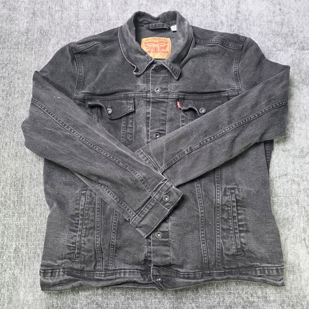 Levi's Trucker Jacket Mens XL Faded Black Type 3 III Denim Jean Distressed Punk